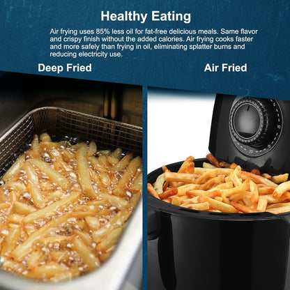 Elite Gourmet EAF-0201 Personal Compact Electric Hot Air Fryer, 2.1 Quart, Oil-Less Healthy Cooker, 1000W, Black
