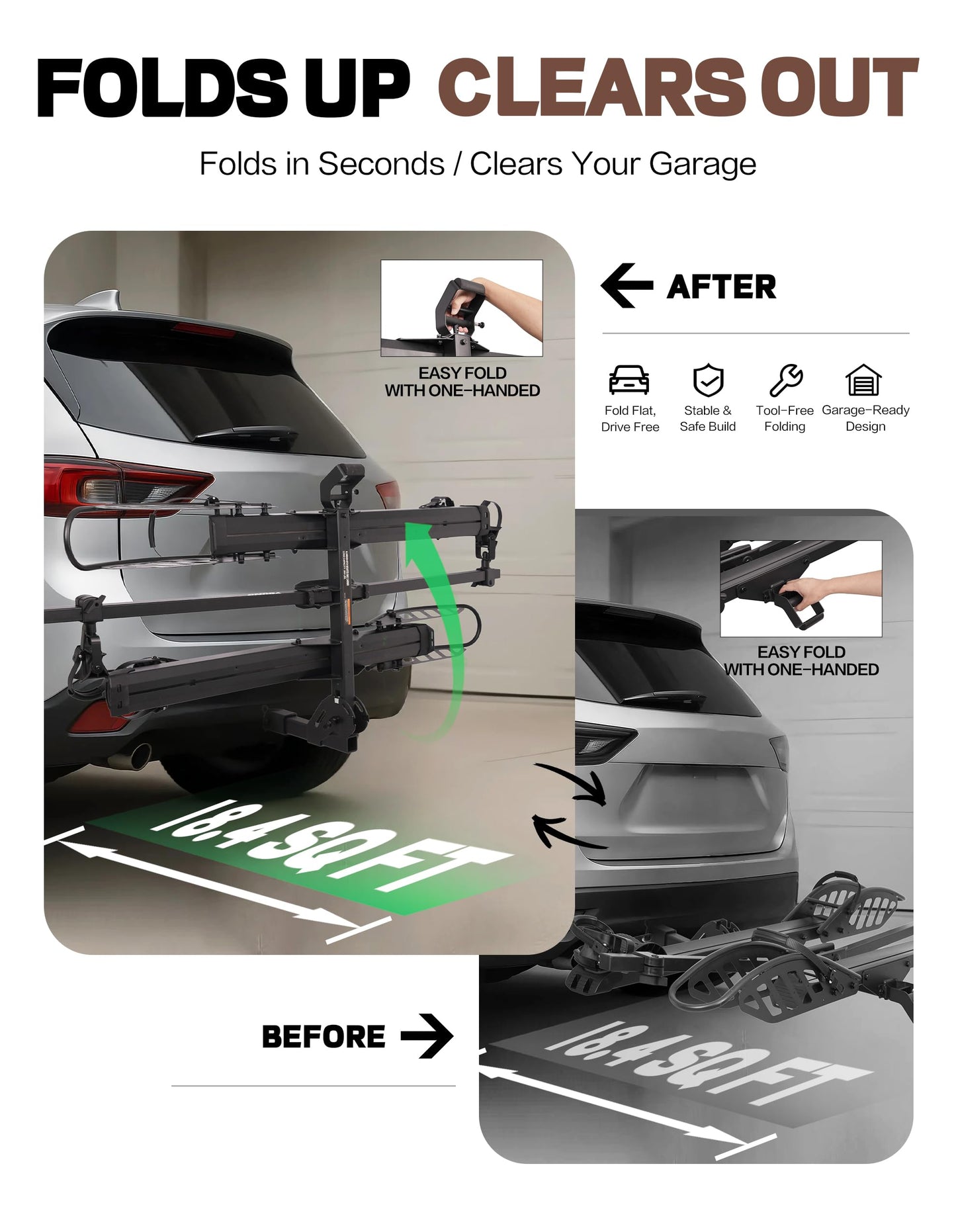 Young Electric Hitch 2-Bike Rack, 200 lbs Capacity E-Bike Carrier Platform Mount, Up to 5’’ Fat Tire Bicyclefor 2’’ Receiver Cars Trucks SUVs Minivans RV, Trailer