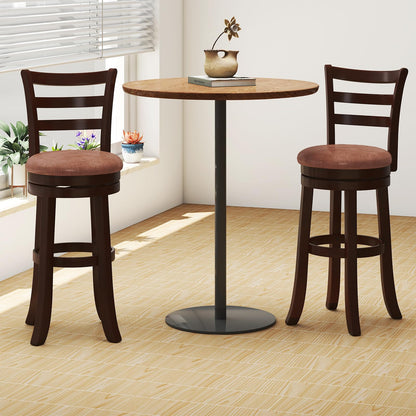 Giantex Swivel Bar Stools Set of 4, 30" Upholstered Counter Height Bar Chairs w/High Backrest, Faux Leather Seat, Solid Rubber Frame & Wrap-Around Footrest, Wooden Barstools for Kitchen Island, Pub