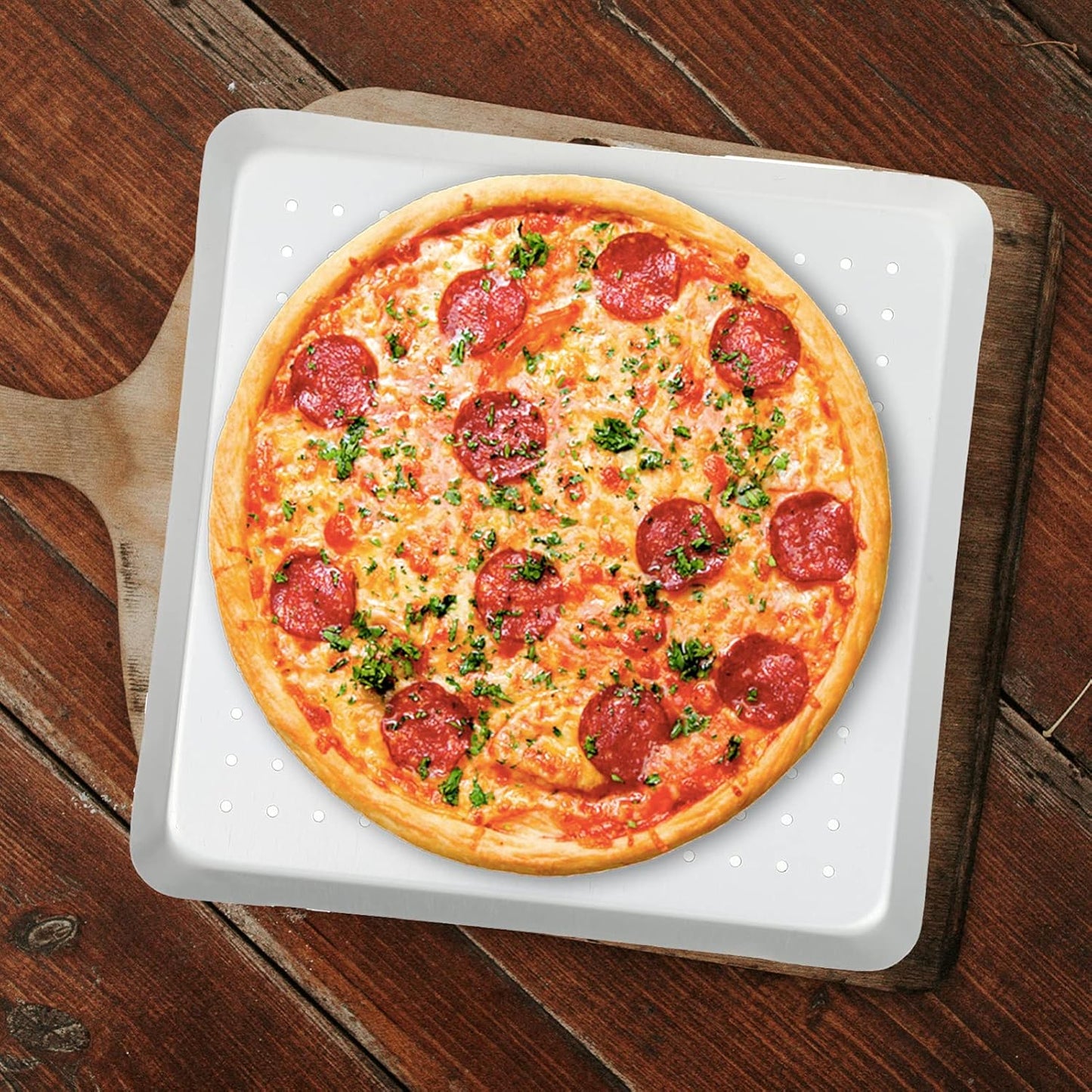 YARDWE 9 Inch Pizza Baking Tray, Perforated Aluminum Sheet Pan, Nonstick Bakeware for Oven Baking Pizza, French Fries