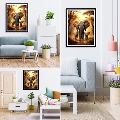 MXJSUA DIY Elephant Diamond Painting Kits for Adults, Animal Diamond Gem Art Painting for Beginners, Diamond Picture with Full Round Drill Dots Craft Set Gift, 12 * 16 Inch