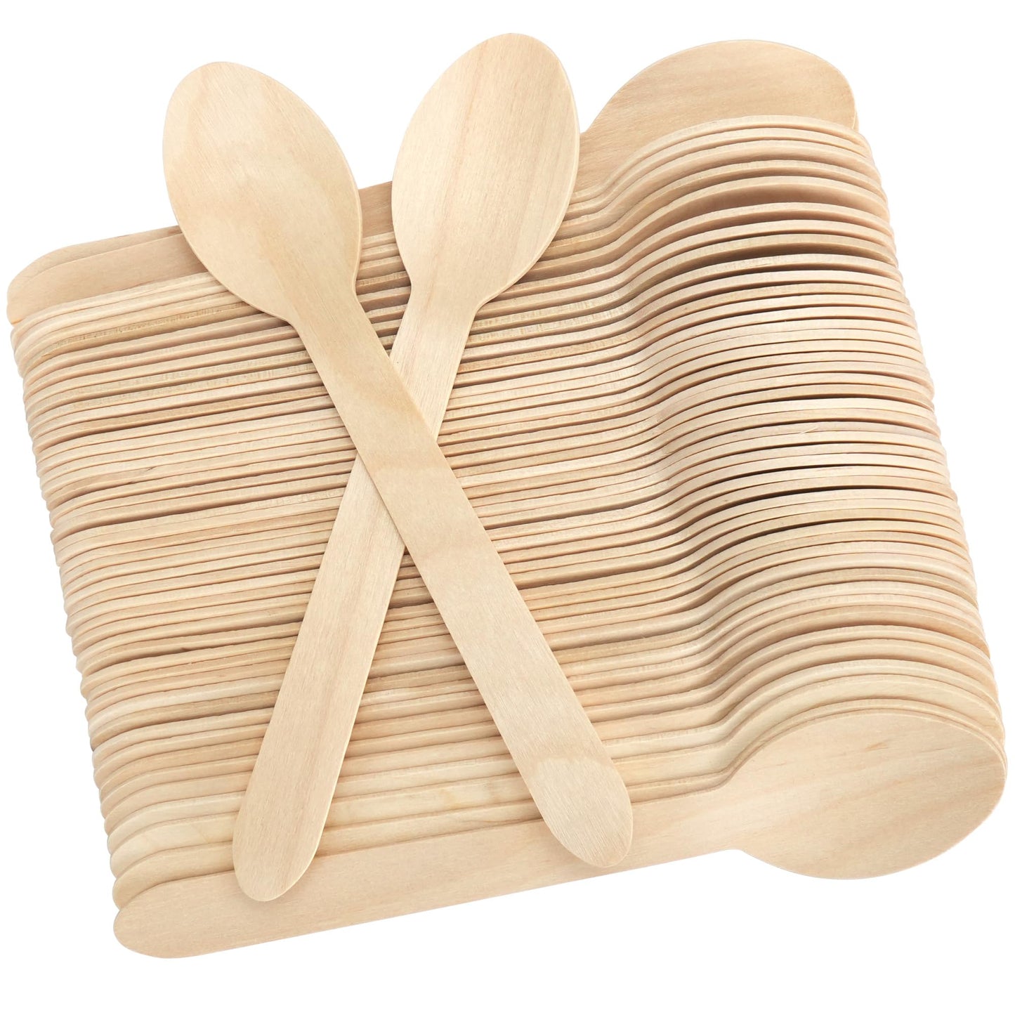LotFancy Disposable Wooden Spoons, 250Pcs 6.25 inch Wood Cutlery Spoons, Biodegradable Compostable Eco-friendly Birchwood Sampling Tasting Spoons