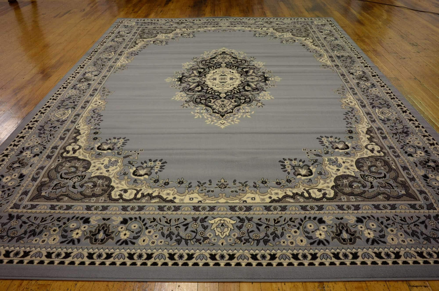 Unique Loom Reza Collection Traditional Persian Style Area Rug, 9 ft 10 in x 13 ft, Gray/Ivory
