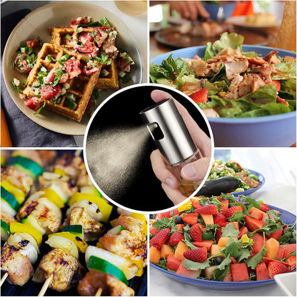 Olive Oil Sprayer for Cooking, 100ml Portable Glass Oil Spray Bottle for BBQ, Air Fryer, Baking, Grilling