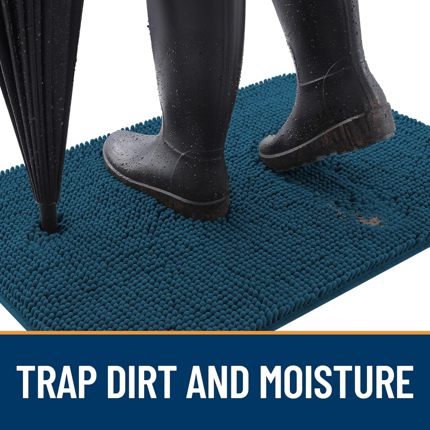 OLANLY Dog Door Mat - Absorbent Non-Slip Washable Doormat for Muddy Paws | 44x24, Atlantic Blue