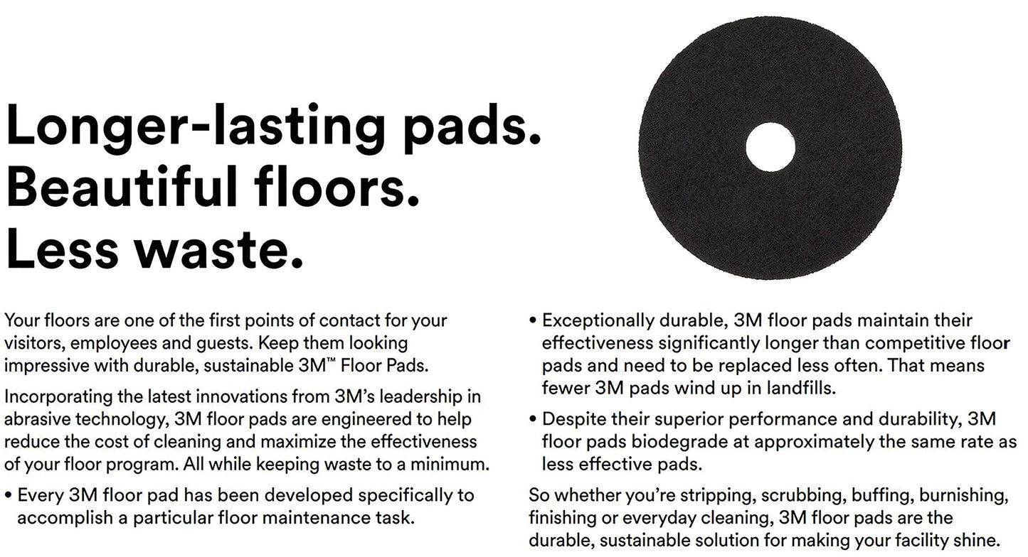 3M Black Stripper Pad 7200, 13" Floor Care Pad (Case of 5)