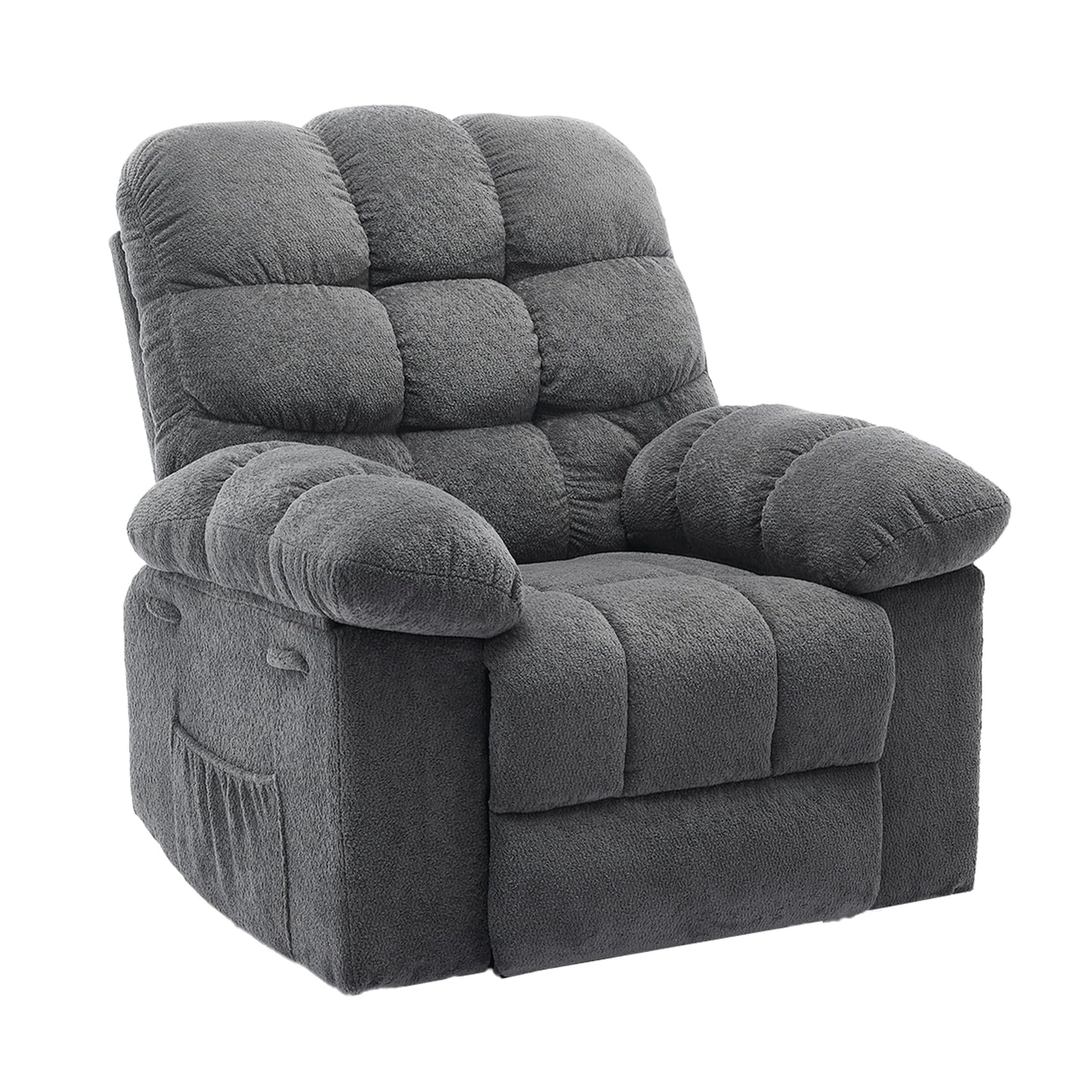 21.2'' Manual Recliner Chair,Ergonomic Overstuffed Breathable Fabric Reclining Chair with Side Pockets,Q235 Steel Frame Lazy Boy Recliner Single Sofa for Living Room Bedroom