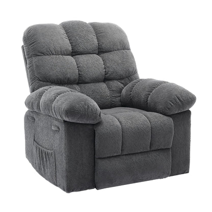 21.2'' Manual Recliner Chair,Ergonomic Overstuffed Breathable Fabric Reclining Chair with Side Pockets,Q235 Steel Frame Lazy Boy Recliner Single Sofa for Living Room Bedroom