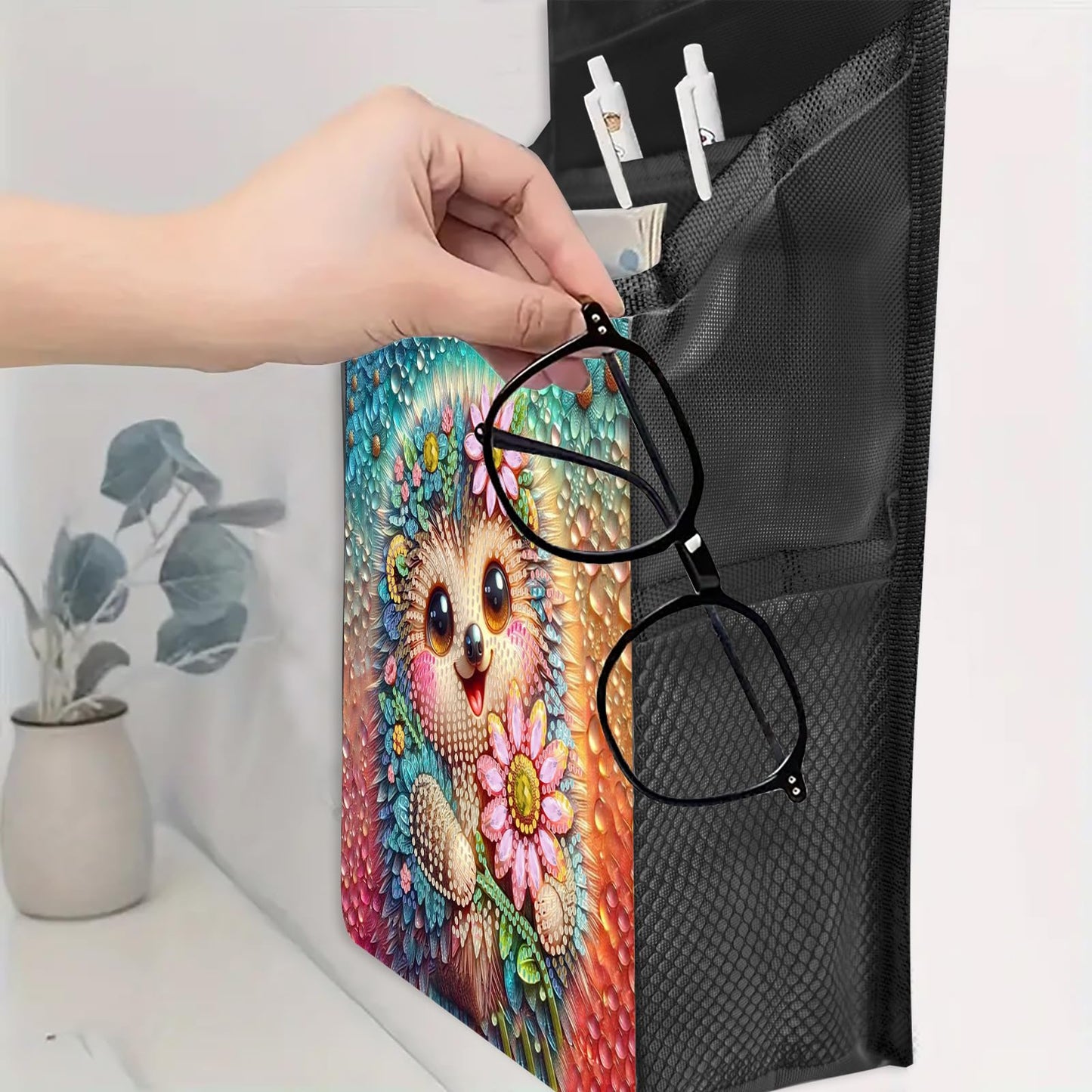 LSQFS Diamond Painting Storage Bag, Foldable Hanging Organizer. Wall-mounted for diamond art & crafts. Home/office/travel storage for makeup, jewelry, pens. Space-saving, portable (No Hooks)