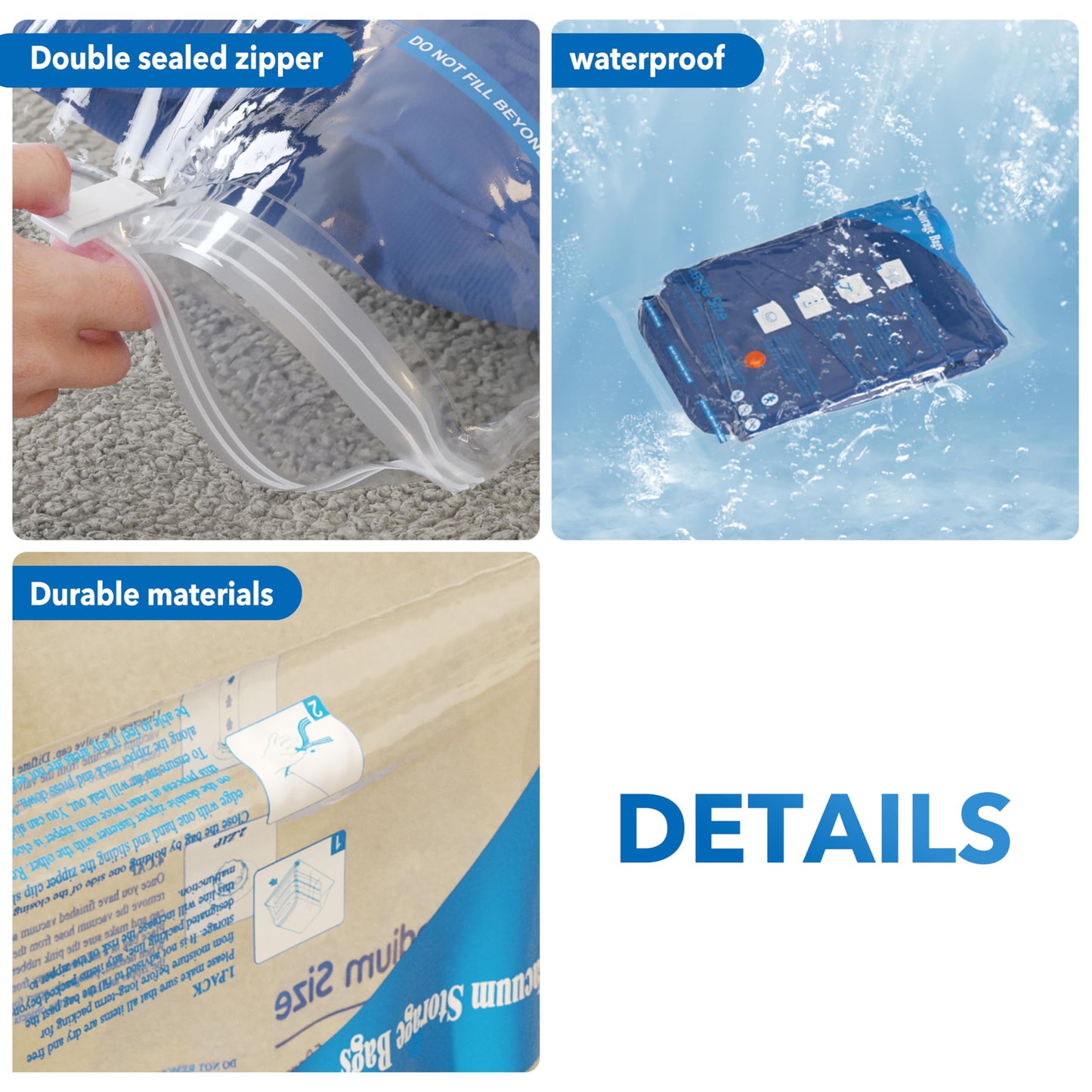 Vacuum Seal Bags for Clothing Travel & Home Storage, travel vacuum bags with pump, Store Blankets, Comforters, Pillows, Seasonal Clothes Compactly,24 Pack With Electric Pump