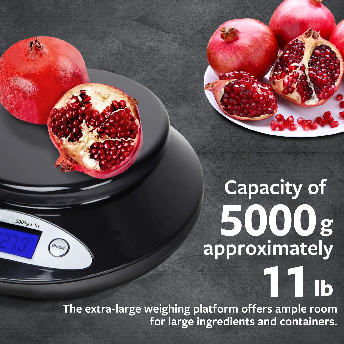 Smart Weigh Digital Kitchen Scale with Removable Bowl – 11lb/5kg Capacity, 0.1oz/1g Precision – High Accuracy Food Scale for Baking, Cooking & Meal Prep (Black)