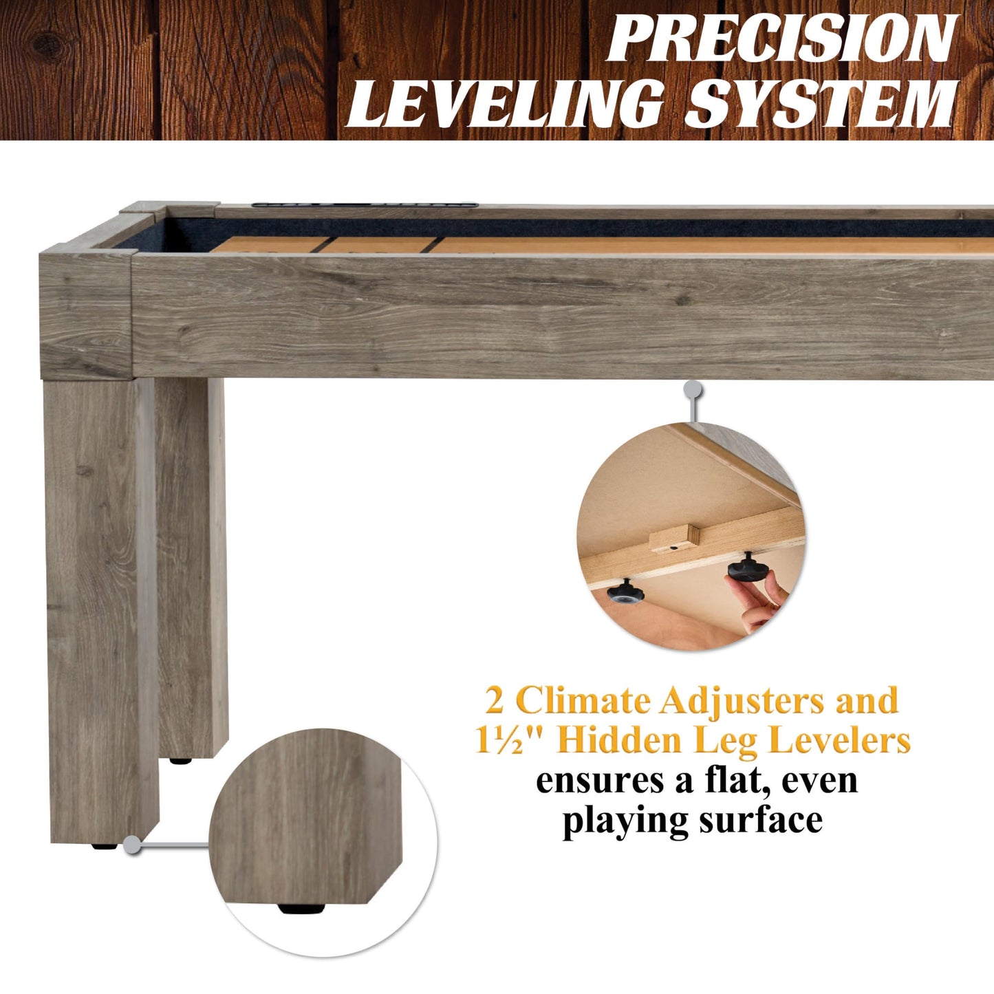 Barrington 9 ft Monteray Shuffleboard Table with Buffet Top, 2-in-1 Game Table & Furniture Style Dining Surface, UV-Coated Playfield, Climate Adjusters, Leg Levelers, 8 Pucks & Speed Powder Included