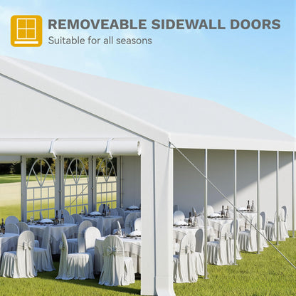 DWVO 20'×40' Party Tent, Heavy Duty Waterproof Outdoor Canopy with Removable Sidewalls & Roll-up Door, Heavy-Duty Steel Frame Built-in Sandbags for Outdoor Weddings, BBQ, Parties Camping