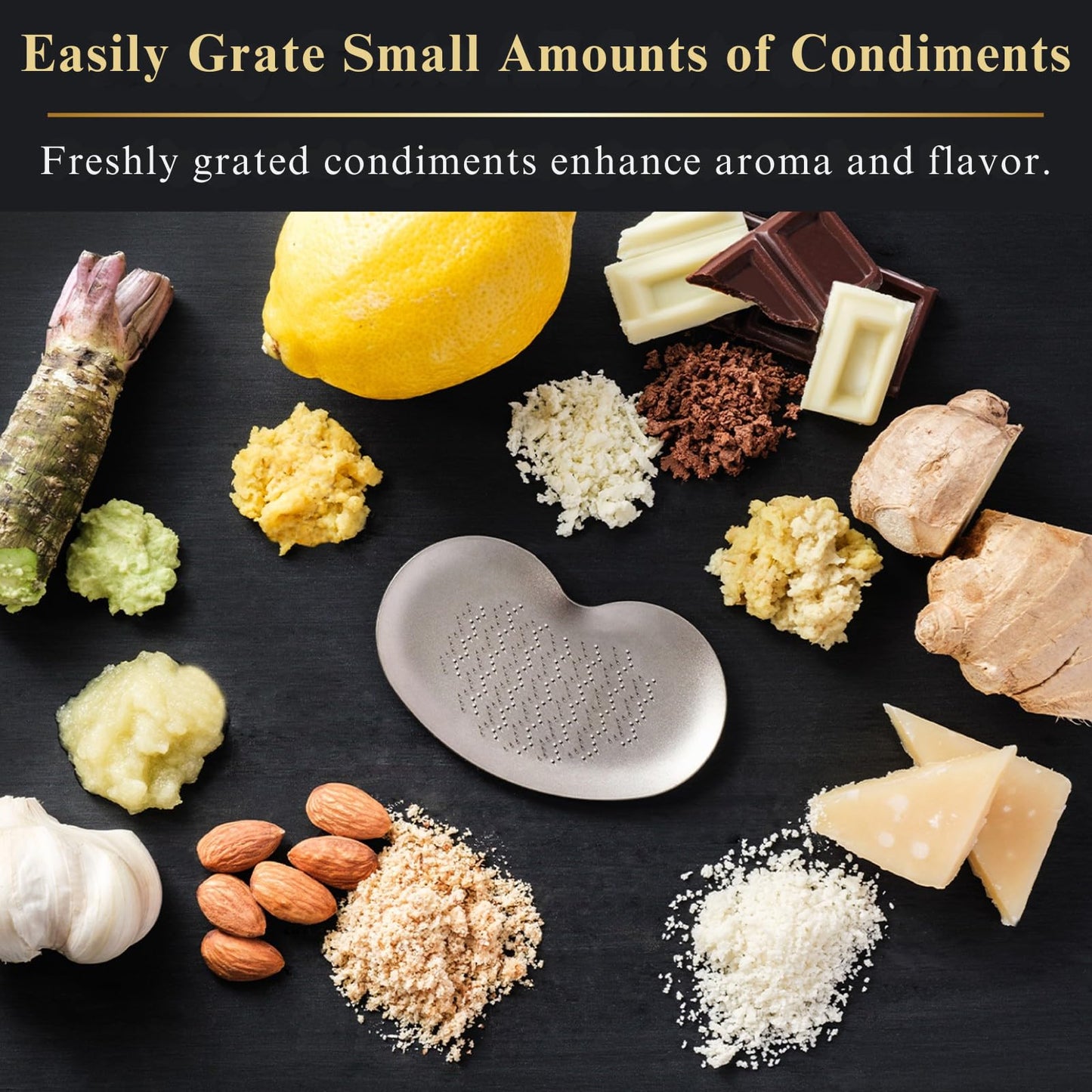 Wablade Japanese Titanium Grater – Made in Japan, 3.4 Inches Fine Grating Plate for Garlic, Ginger & Wasabi, Compact Precision Kitchen Tool Designed for Everyday Food Preparation