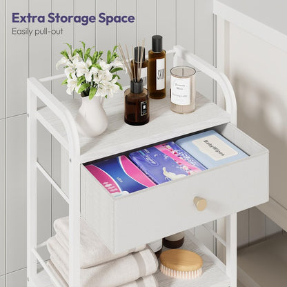 SWTYMIKI 14.57"x32.28" Bathroom Storage Cabinet – Freestanding Toilet Paper Storage with Doors & Drawer, Bathroom Organizers and Storage for Small Spaces, Laundry Room, Ideal for Towels, White