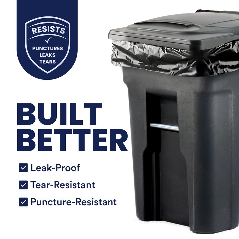 Plasticplace 65 Gallon Trash Bags │ 2.7 Mil │ Black Heavy Duty Garbage Can Liners │ 50” x 48” (25 Count) (W65LDB225A)