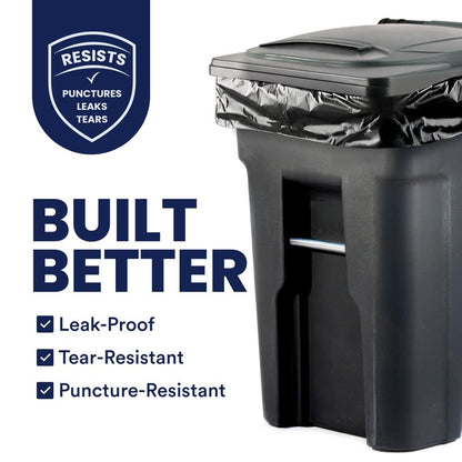 Plasticplace 65 Gallon Trash Bags │ 2.7 Mil │ Black Heavy Duty Garbage Can Liners │ 50” x 48” (25 Count) (W65LDB225A)