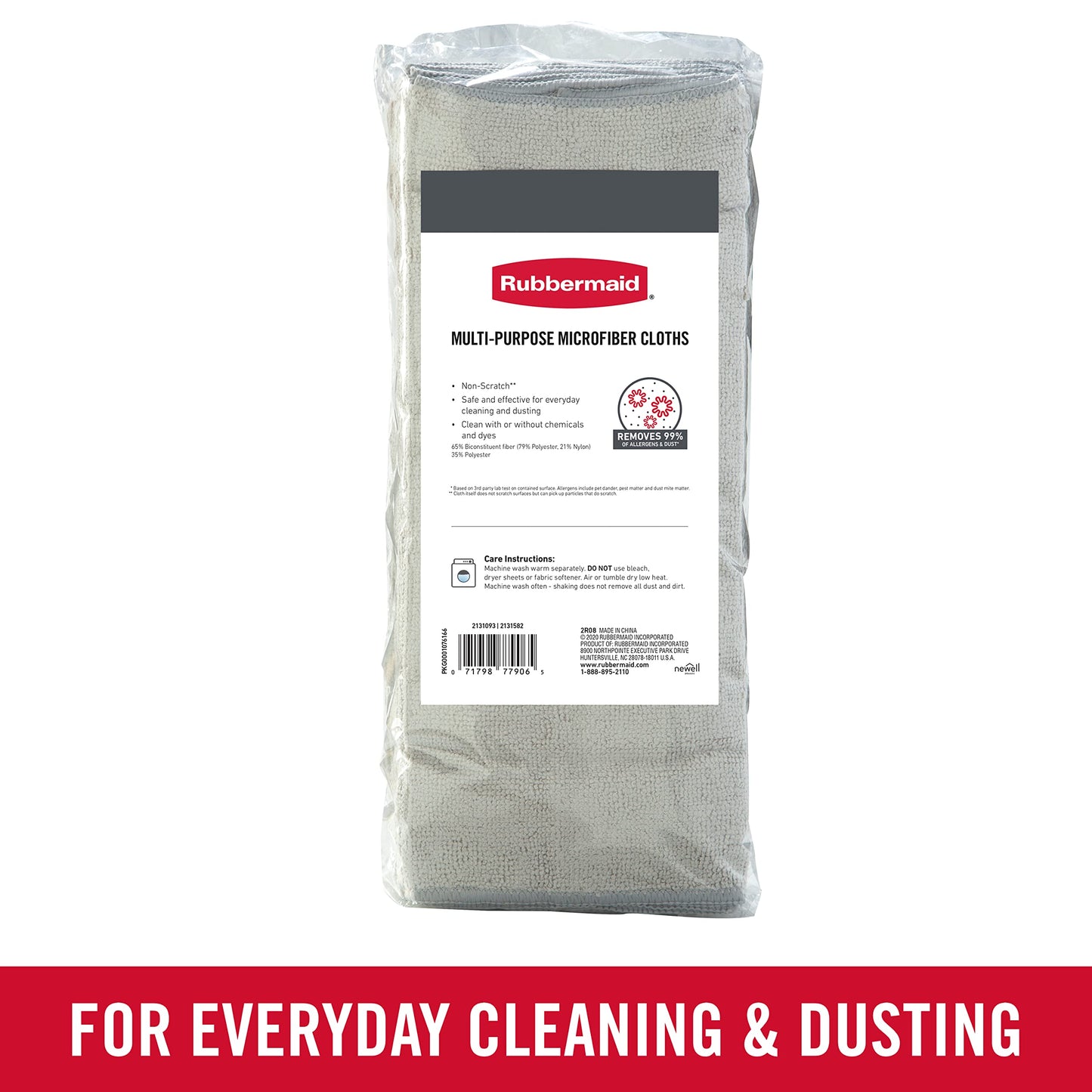 Rubbermaid All Purpose Microfiber Cleaning Cloth Towels, 50 Pack, 12"x12", Non-Scratch, Reusable/Washable for Cleaning/Wiping/Polishing for Home/Kitchen/Car