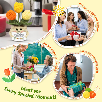 OASSIE Mini Tulip Thank You Gifts for Women - Positive Emotional Support Crochet | Perfect for Teachers, Nurses, and Friends