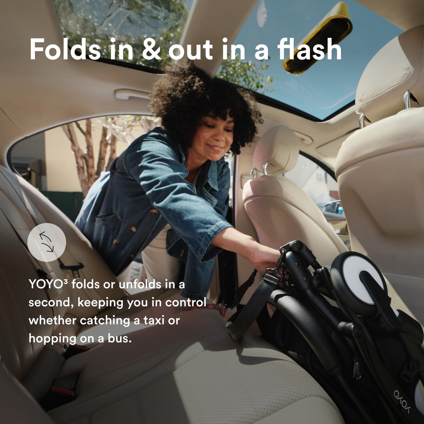 Stokke YOYO3 Stroller from 6 Months - Includes Black Frame, Seat Cushion & Canopy - Folds in & Out in a Flash - Light & Compact - Carry-On Compatible