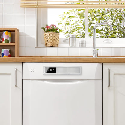 Dishwasher Magnet Clean Dirty Sign, 3 Options with Running Options, Brushed Gold Dishwasher Magnet Easy to Switch, Residue Free Adhesive Included