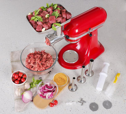 Stainless Steel Meat Grinder Attachments for KitchenAid Mixers, Metal Food Grinder, Sausage Stuffer, Dishwasher Safe Accessory Suitable for Kitchen Aid by Rafbar, 82207R