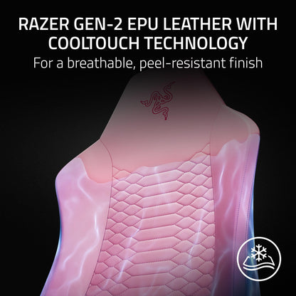 Razer Iskur V2 X NewGen Ergonomic Gaming Chair — Built-in Lumbar Support, Cooltouch Gen-2 EPU Leather, Ultra-Wide Seat Base, Adjustable 152 Degree Recline, Foam Cushions — Quartz