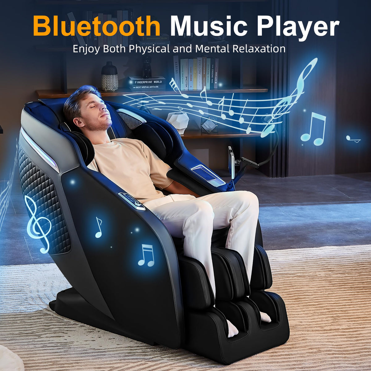 Luxury 4D Full Body Massage Chair with Calf Kneading, Zero Gravity SL-Track Shiatsu Recliner ,18 Auto Modes & 6 Massage Techniques,Lumbar & Calf Heating,Foot Roller,Voice/App/Touch Control,Body Scan
