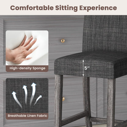 ERGOMASTER Counter Height Bar Stools Set of 4, 24.5'' Fabric Upholstered Barstools Mid Century Modern Island Bar Chairs with Back for Kitchen, Dining Room, Bar, Restaurant, Charcoal Grey
