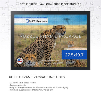 27.5x19.7 INCH 50x70 CM 1000 1.25 Inch (PuzzleFRBW26079-27.5x19.7) ArtToFrames / Black Frame for piece Puzzles.This