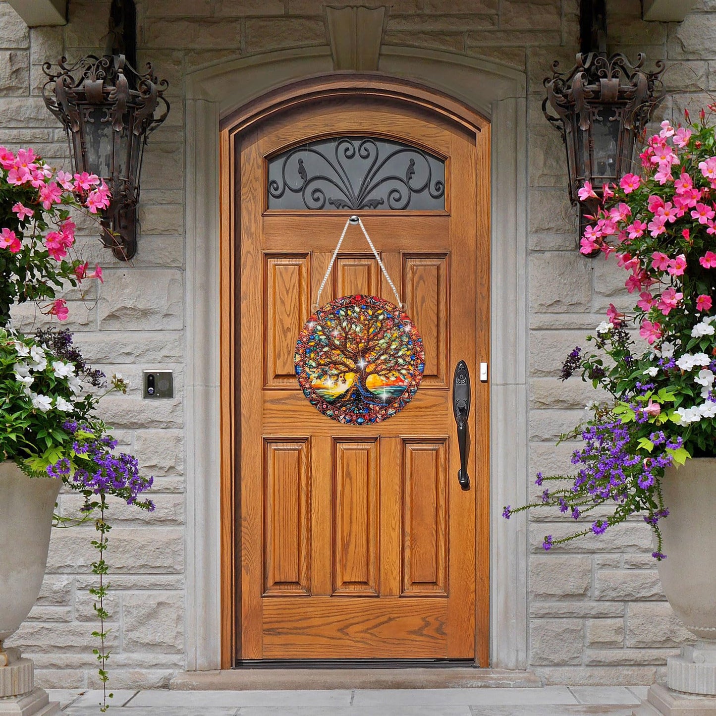Diamond Art Hanging Kit for Adult, Painting Hanging Ornament Kit, Special Shaped Rhinestone,DIY Acrylic 5D Diamond Art Window Pendants Home Garden Wall Kits Hanging,Double Sided (Lifetree)