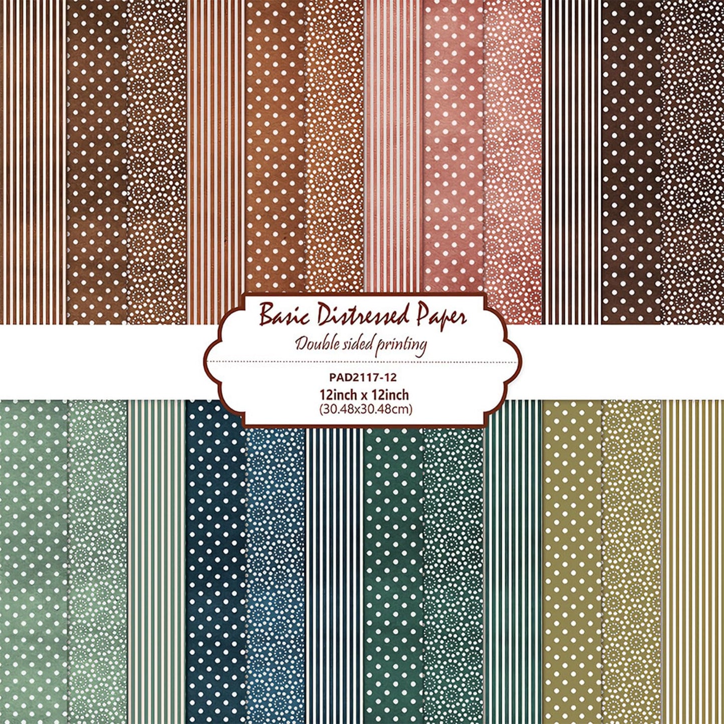MIATTCLD 12x12 Scrapbook Paper Double Sided Patterned Paper for Scrapbooking, 24 Sheets/24 Designs Wedding Background Papers Boho Decorative Craft Papers for Card Making Journaling Decor (Brown)