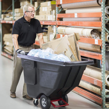 Rubbermaid Commercial Products Tilt Dump Truck/Trash Cart/Garbage Collection/Recycling, 1/2 Cubic Yard, Waste Collection, 1250 lbs capacity, Black, for Office/Warehouse/Facility Management