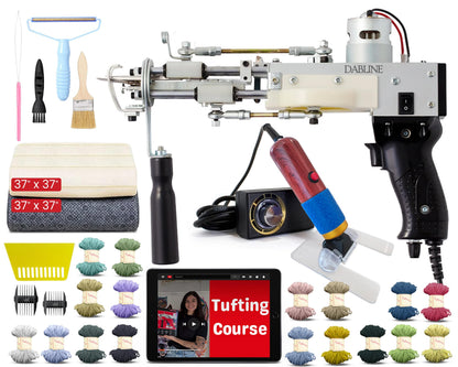 Dabline Rug Tufting Kit – Rug Making Kit with 2-in-1 Cut & Loop Tufting Gun, Complete Tufting Kit, Cloth, Backing, Carpet Trimmer, 20 Color Yarns, Tools & Accessories for Rug Tufting Projects