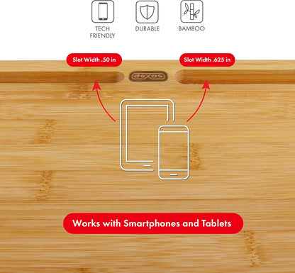 Dexas Prep-Tech Bamboo Cutting Board with Integrated Tablet Holder Groove, 12x16 Inches