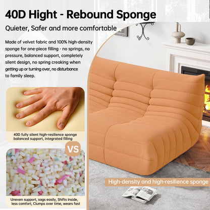 WHGBJA Bean Bag Chairs for Adults, Memory Foam Couch Loveseat Sofa Chair, Soft Teddy Material Cozy Comfy Reading Nook Chairs, Floor Chair for Living Room Bedroom Office(Orange)