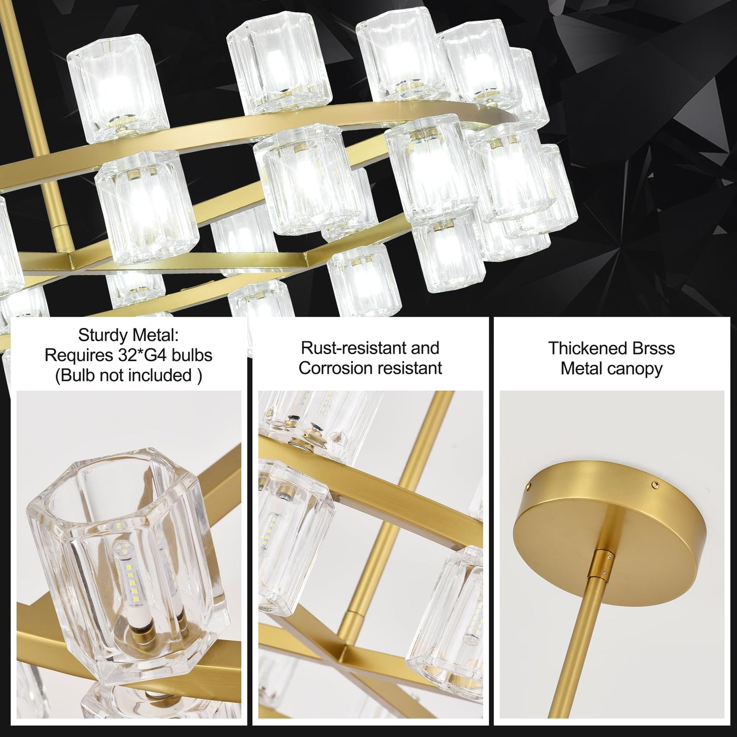 Leadtek 31.5 Inch Gold Wagon Wheel Chandelier, Modern Farmhouse Chandelier with K9 Crystal Chandelier Shade, for Dining Room Light Fixture, Kitchen Island, Entryway, Foyer
