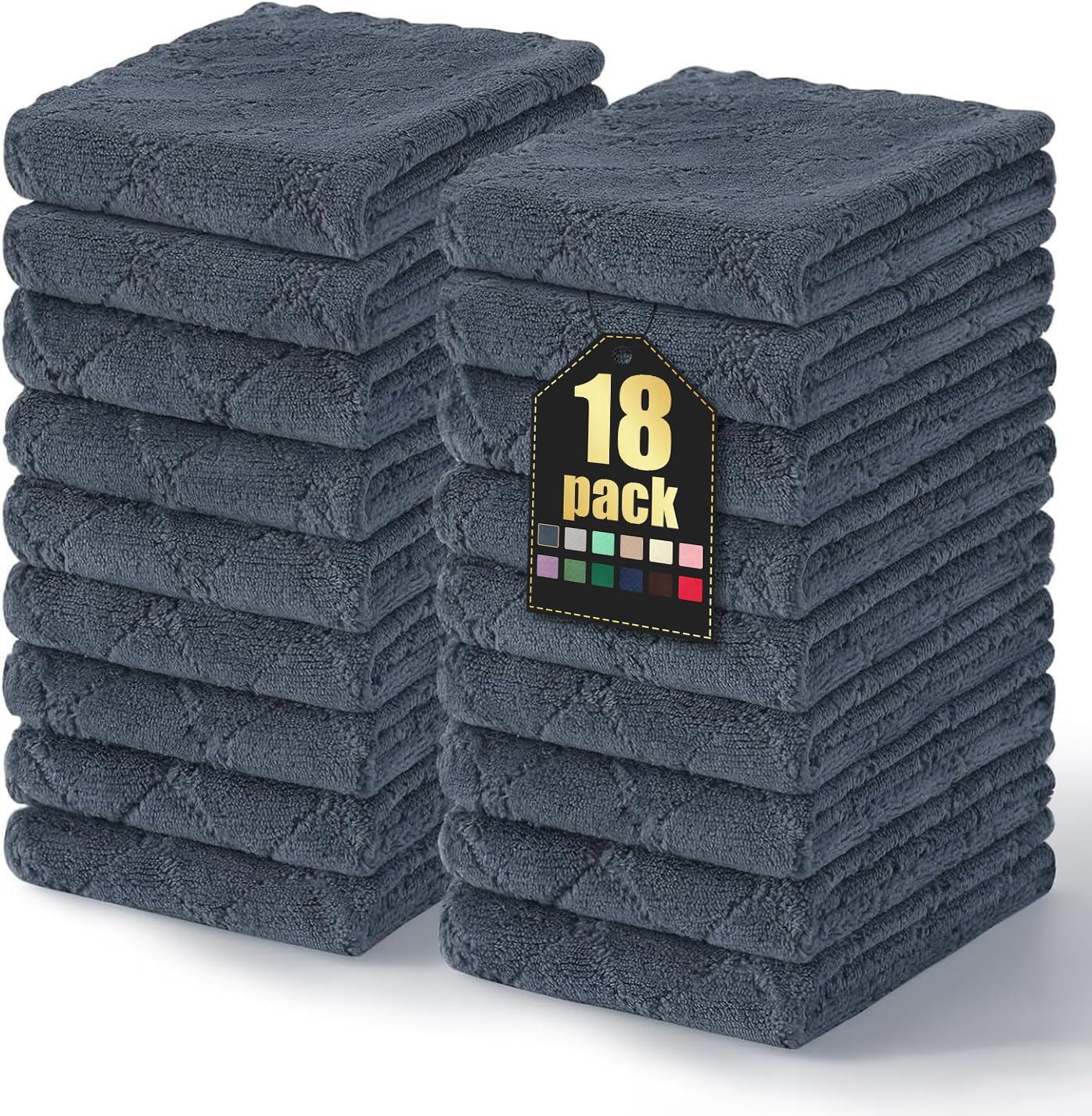 18 Pack (10 20 Inches, Homaxy Dish Towels for Kitchen x Dark Grey), Super Soft and Absorbent Coral Velvet Dish Cloths
