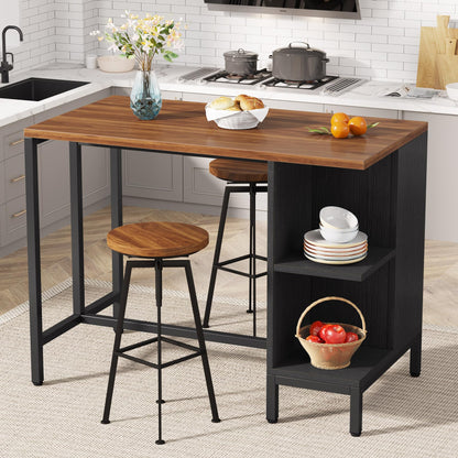 Tribesigns Kitchen Island, Kitchen Shelf Bar Table with 5 Open Storage Shelves and Large Worktop, Industrial Butcher Block Island (Stools Not Included)