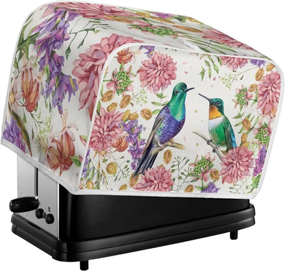 Hummingbird Floral Toaster Cover, Water-Resistant Kitchen Appliance Dust Protection for Most Standard 2 Slice Bread