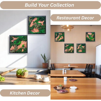 Serenzy 12" Square Cedar & Preserved Moss Wall Art | Unique No-Maintenance Decor for Home, Office, Restaurant, Natural Scattered Wood