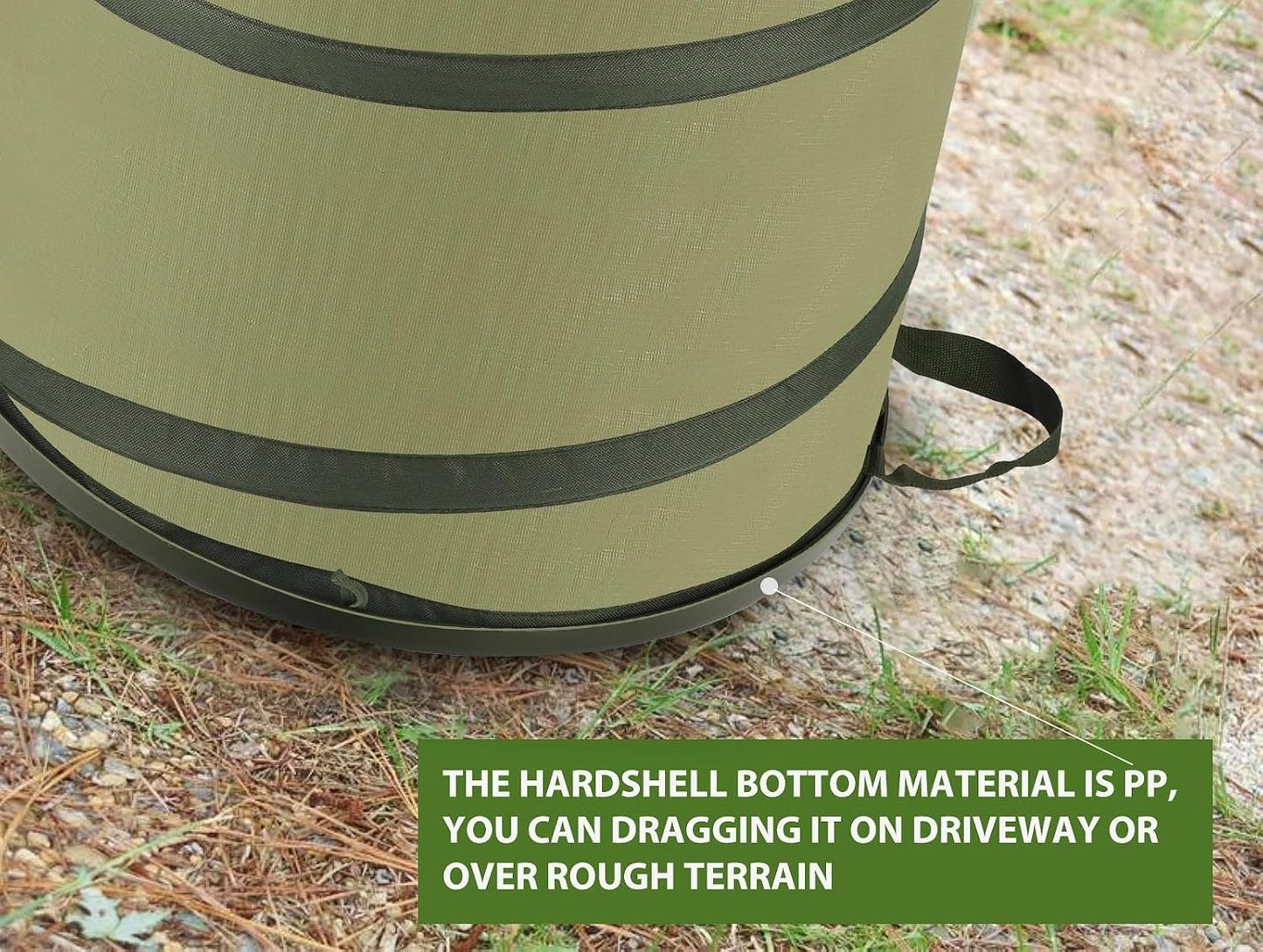 Hard Bottom Collapsible Garden Bag, 45 Gallon Pop Up Trash Can for Camping, Reusable Yard Waste Bags for Patio, Leaf,