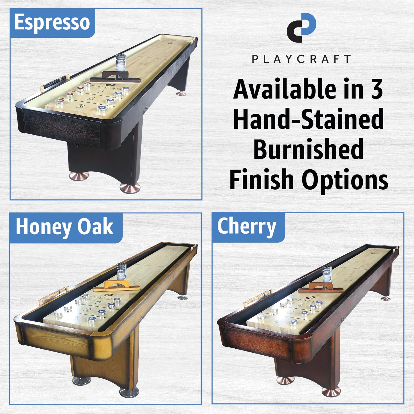 Playcraft Georgetown Shuffleboard Table with Storage Cabinet - Shuffle Board Game Table with Matching Abacus, 8 Pucks, Brush & Wax - Pro Climate Adjusters - Hand-Stained Espresso Finish - 14ft