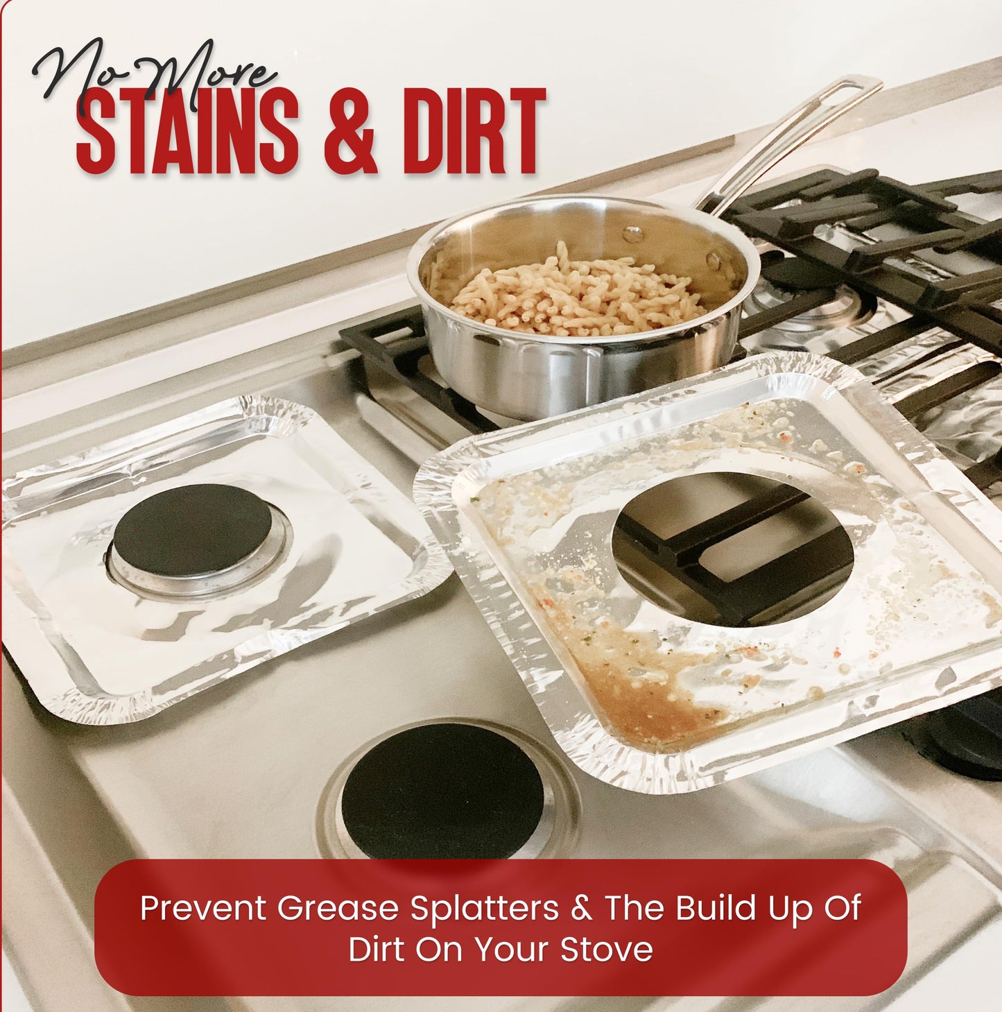 Aluminium Gas Stove Burner Covers (100 Pack) - Disposable Gas Stove Cover Liners, Heat-Resistant Gas Stove Top Covers for Gas Burners and Stove Covers for Gas Stove Top the Perfect Kitchen Accessories