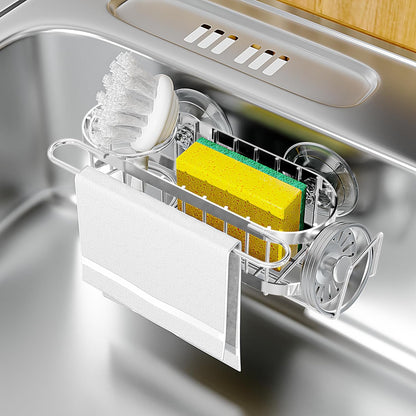 2 Cisily Kitchen Sink Caddy Sponge Holder in The Sink, Stainless Steel Kitchen Sink Organizer, Brush Holder, Dish Cloth