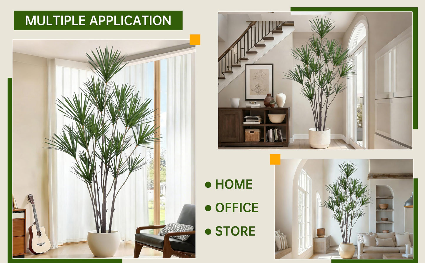 Fsslower Artificial Dracaena Marginata Tree 8FT with 547 Leaves & 19 Heads Tall Large Lifelike Faux Tropical Yucca Plant Madagascar Dragon Tree 96 Inch Black Pot for Indoor Home Office Store Decor