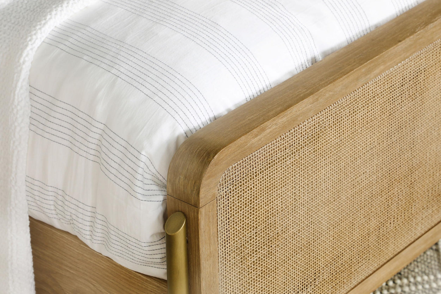 Coaster Home Furnishings - Arini - Wood - Rattan Eastern King Panel Bed with Woven Cane, Metal Tube Legs, and Tall Headboard - Bedroom - Sand Wash and Natural Cane - 224300KE