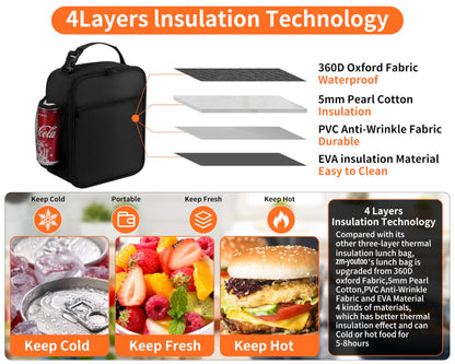 ZM-YOUTOO Lunch Box for Men - Reusable Lunch Bag Men Adult Women- Insulated Small LunchBox