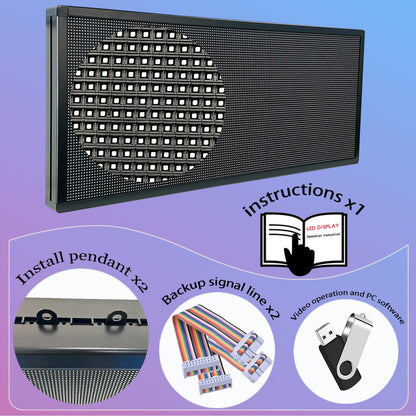 P6 Programmable Led Sign Custom Scrolling Outdoor Digital Signs For Businesses Display Screen Electronic Message Board Stock Ticker Advertising Pixel Led Panel Marquee 40"X17"