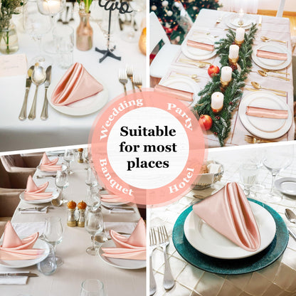 Bailarina 80 Pack Rose Gold Satin Napkins,17x17 Inches Wedding Napkins Square Soft Silky Table Napkins Bulk Decorative Elegant Cloth Napkin for Party Decoration, Banquet,Wedding,Graduation